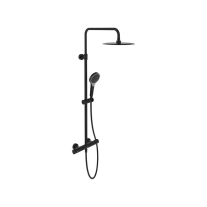 VERVE, NEGRU MAT, COLOANA DE DUS CU BATERIE TERMOSTATATA, PALARIE ROTUNDA FI 25CM, SET DE DUS CU PARA 3 JETURI, FURTUN 160CM, TVS109005000K5